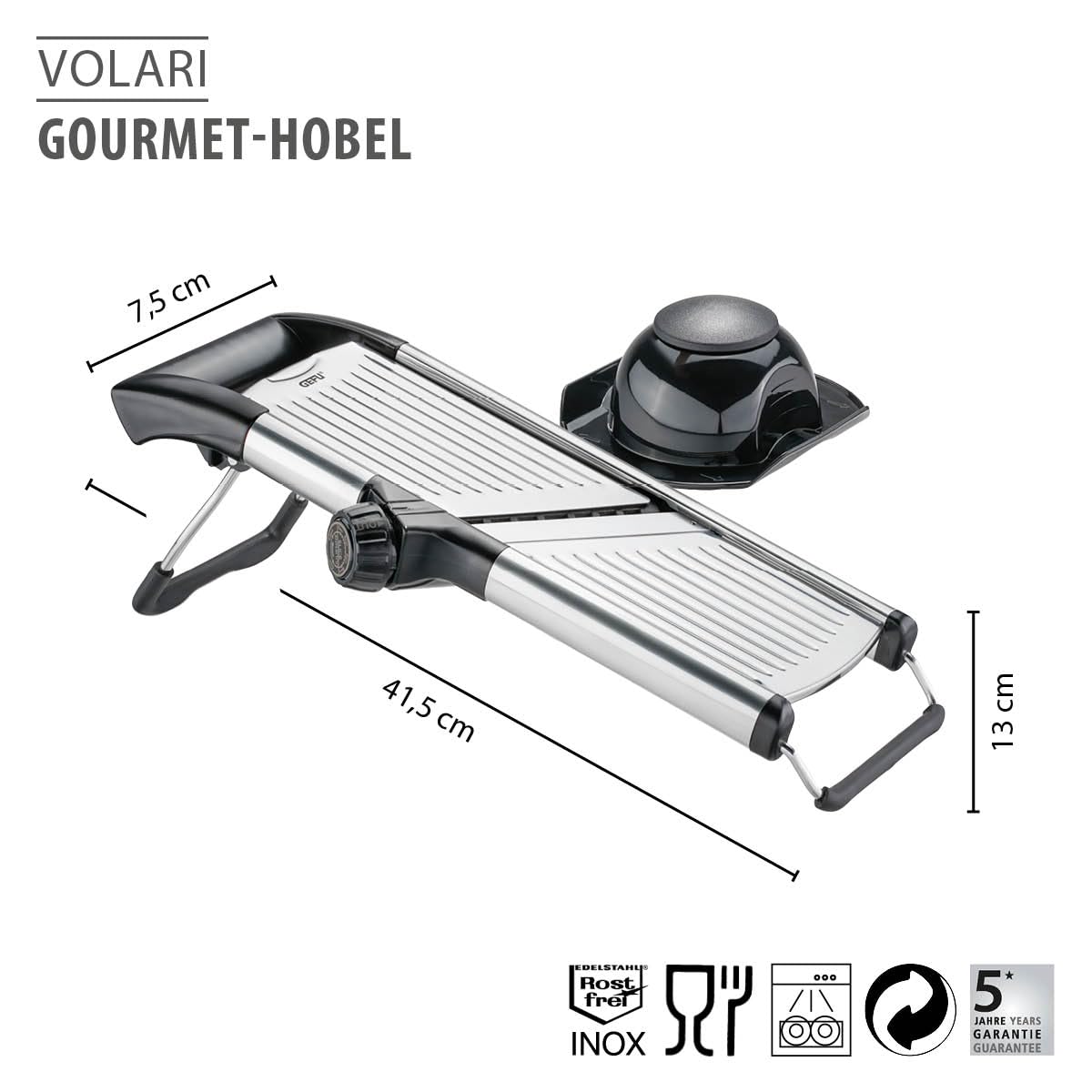 gefu-volari-gourmet-hobel-mit-verstellbarer-schnittst-rke-1-9-mm-edelstahlklinge image 2