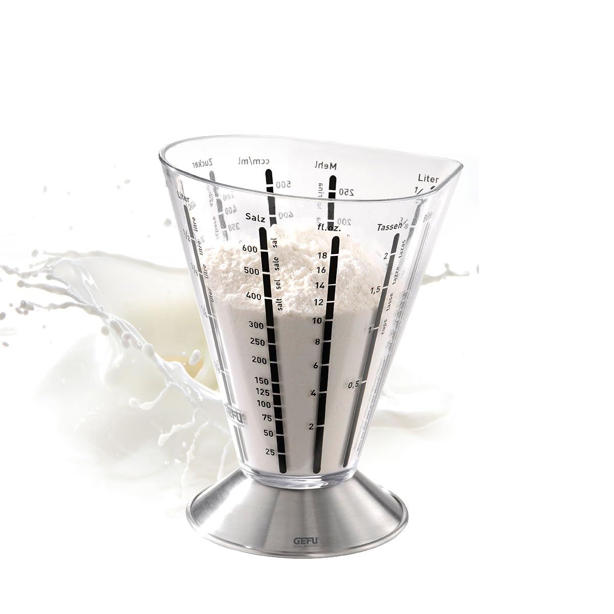 gefu-messbecher-saturas-500-ml-edelstahl-hitzebest-ndig-mit-vielseitiger-skalier image 1