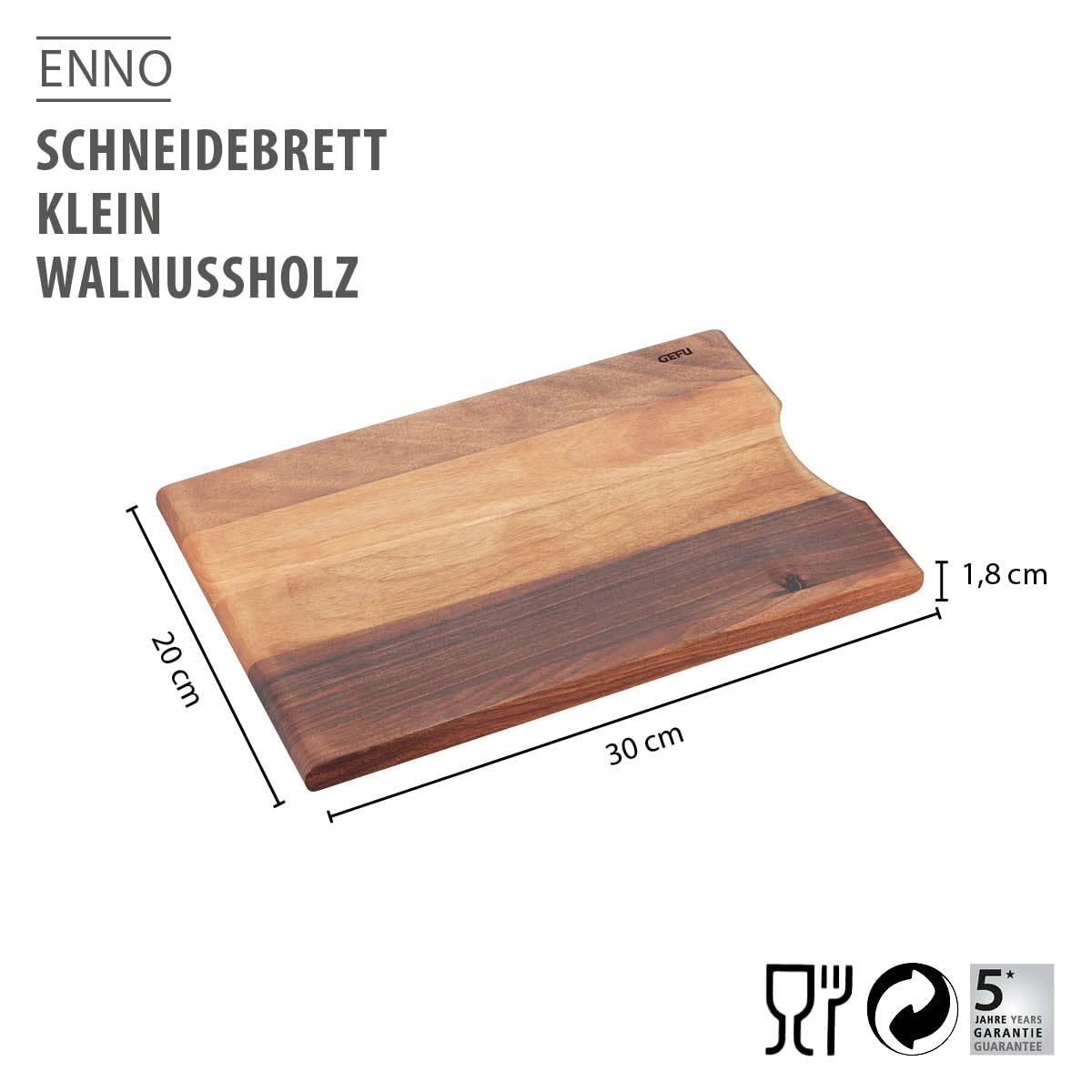 gefu-enno-schneidebrett-aus-walnussholz-30-x-20-cm-klingenschonend-beidseitig-nu image 2