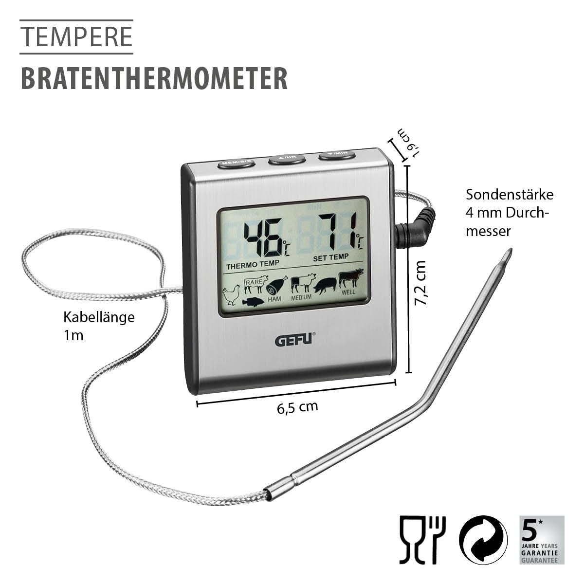 gefu-tempere-digitales-fleischthermometer-mit-timer-alarm-bis-250-c image 2