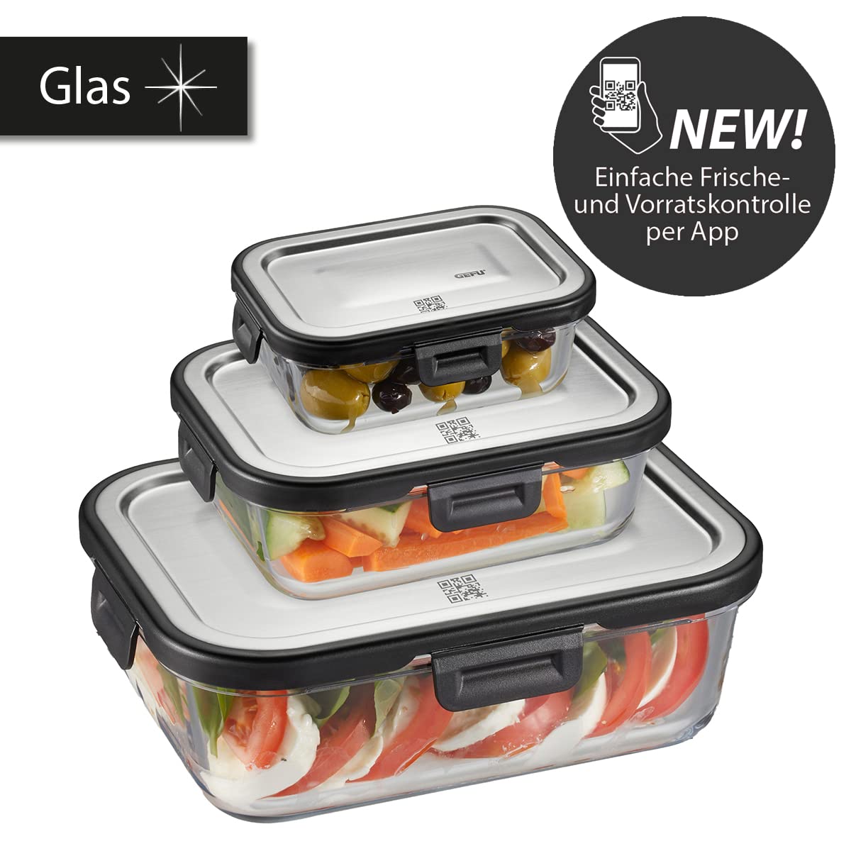 gefu-milo-frischhaltedosen-aus-glas-mit-edelstahldeckel-3er-set-400-600-1000-ml- image 3