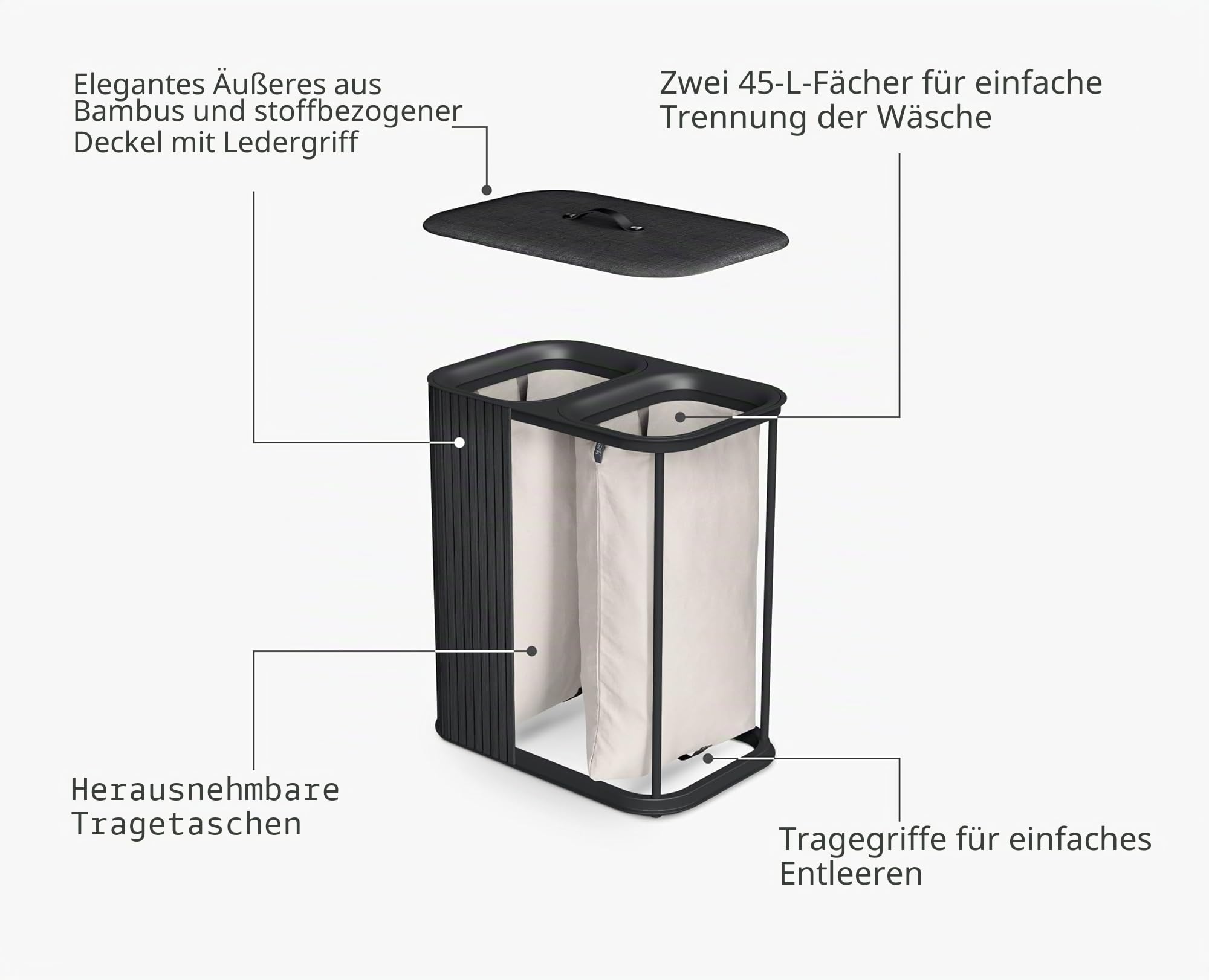 joseph-joseph-tota-luxe-90l-w-schekorb-schwarz-doppelter-w-schesammler-mit-2-her image 4
