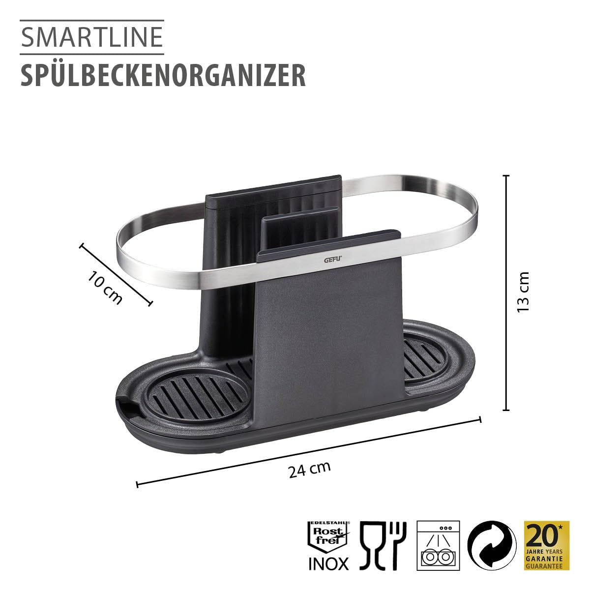 gefu-smartline-k-chen-organizer-sp-lbecken-ordnungssystem-aus-edelstahl-mit-abtr image 2