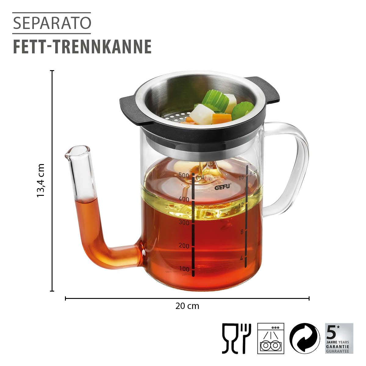 gefu-separato-fett-trennkanne-500-ml-borosilikatglas-mit-edelstahl-siebeinsatz-h image 2