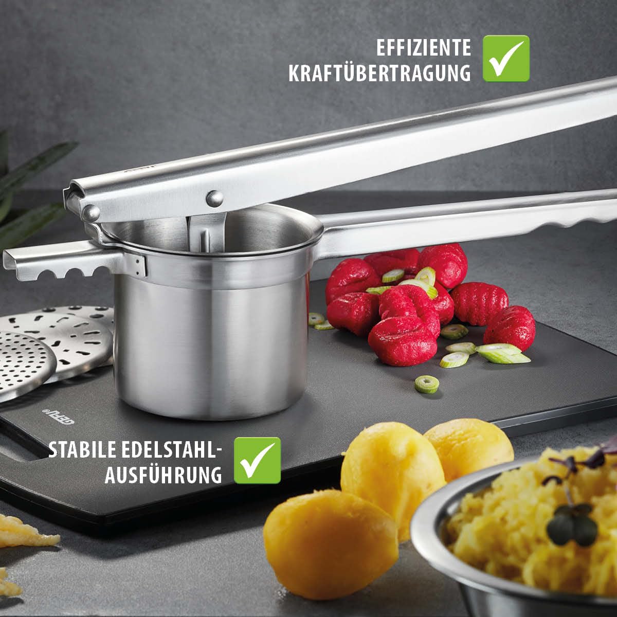 gefu-prenso-kartoffelpresse-aus-edelstahl-mit-3-wechsel-lochscheiben-multifunkti image 3