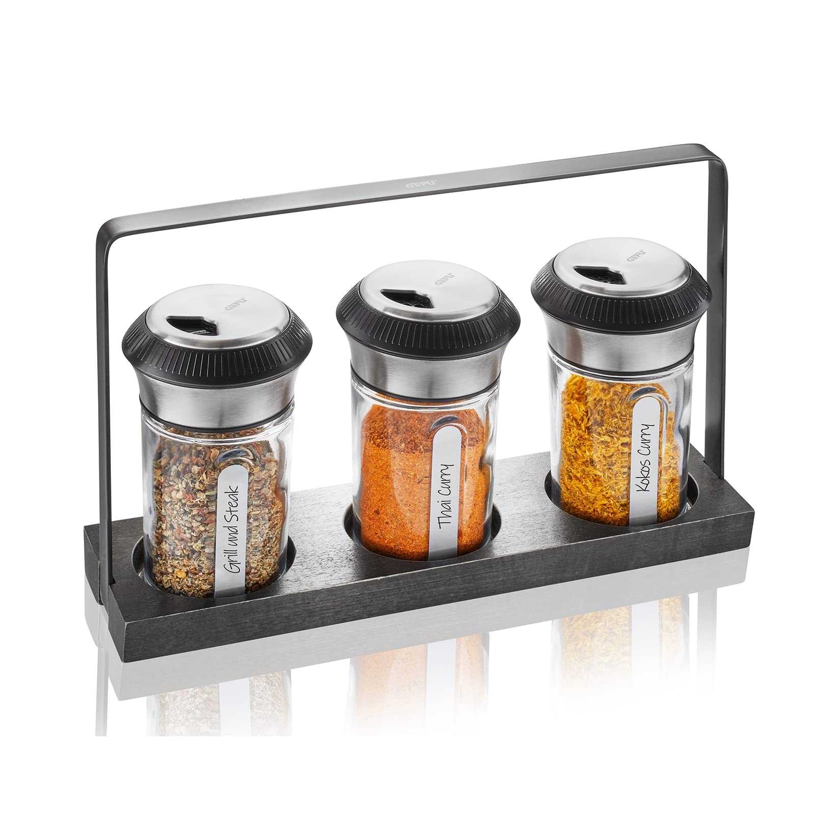 gefu-x-plosion-gew-rzstreuer-set-3-glasstreuer-mit-holzhalter-ohne-inhalt-stilvo image 1