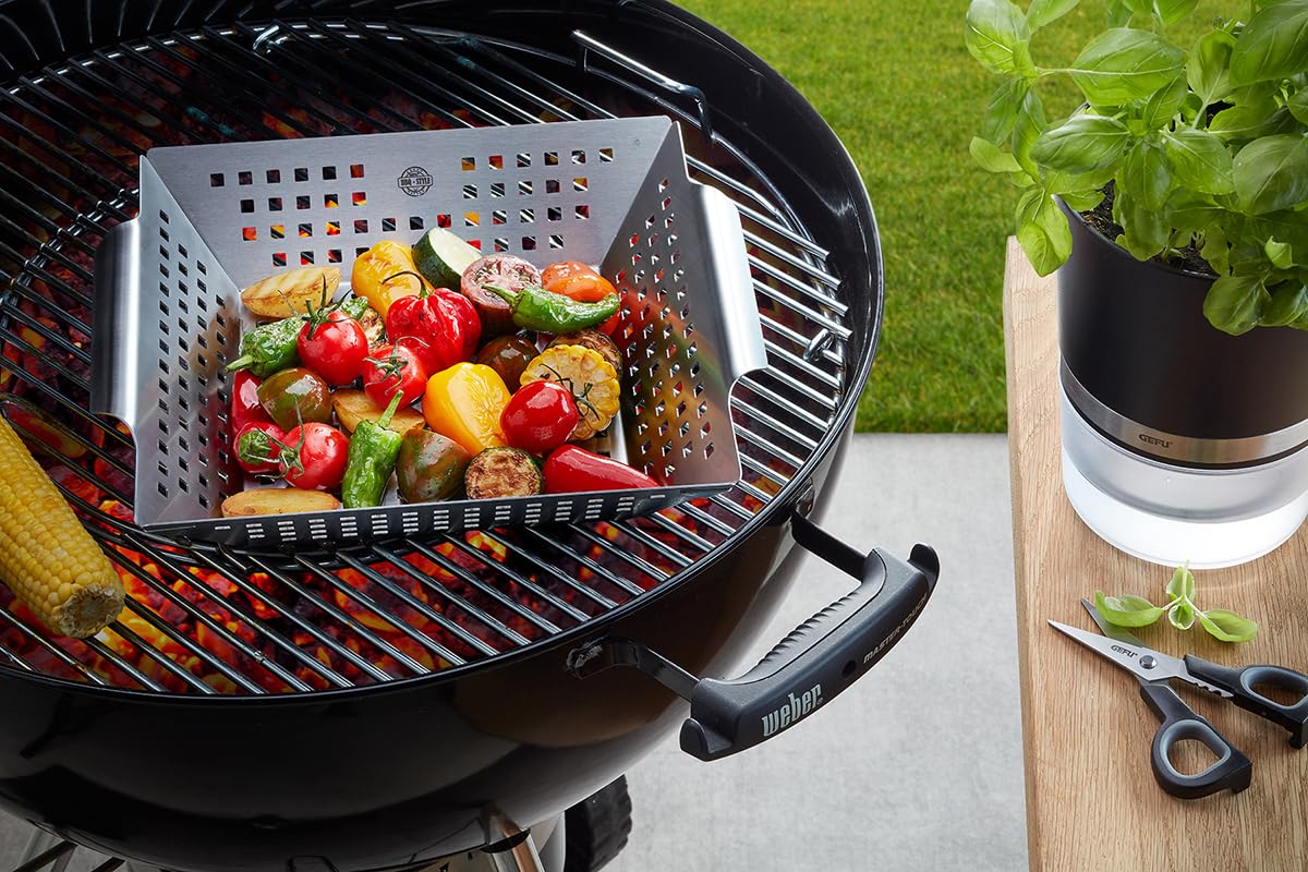 gefu-grillschale-bbq-gro-edelstahl-grillkorb-mit-griffen-bel-ftungs-ffnungen-f-r image 2