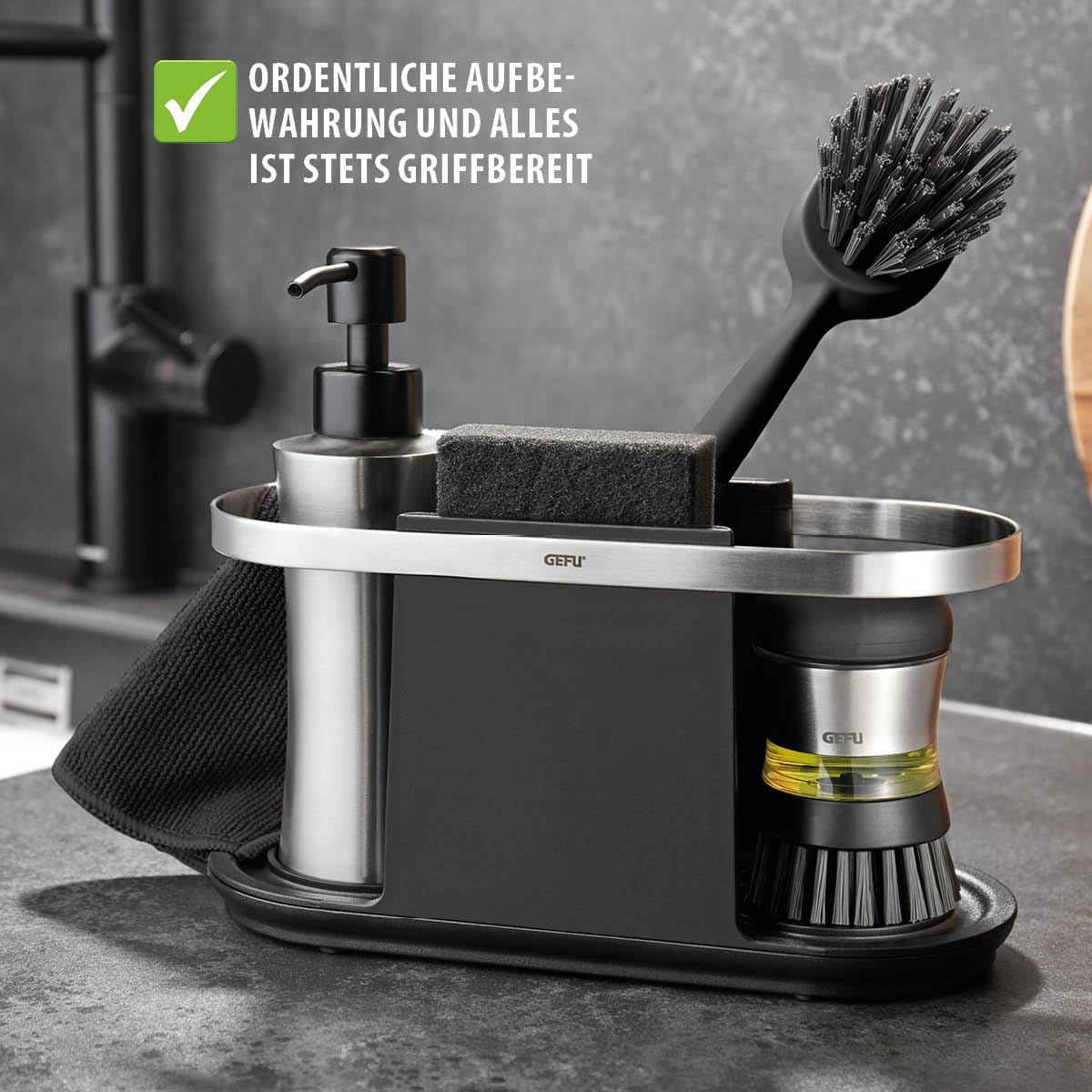 gefu-smartline-k-chen-organizer-sp-lbecken-ordnungssystem-aus-edelstahl-mit-abtr image 3