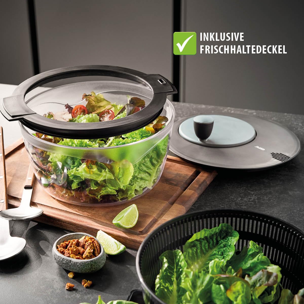 gefu-salatschleuder-mit-frischhaltedeckel-4l-kunststoff-kurbelantrieb-schwarz-gr image 3