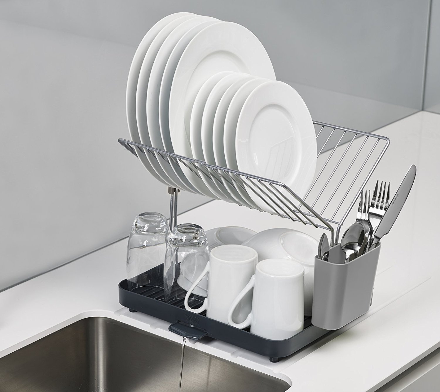joseph-joseph-y-rack-2-stufiges-abtropfgestell-mit-utensilienhalter-und-wasserab image 2