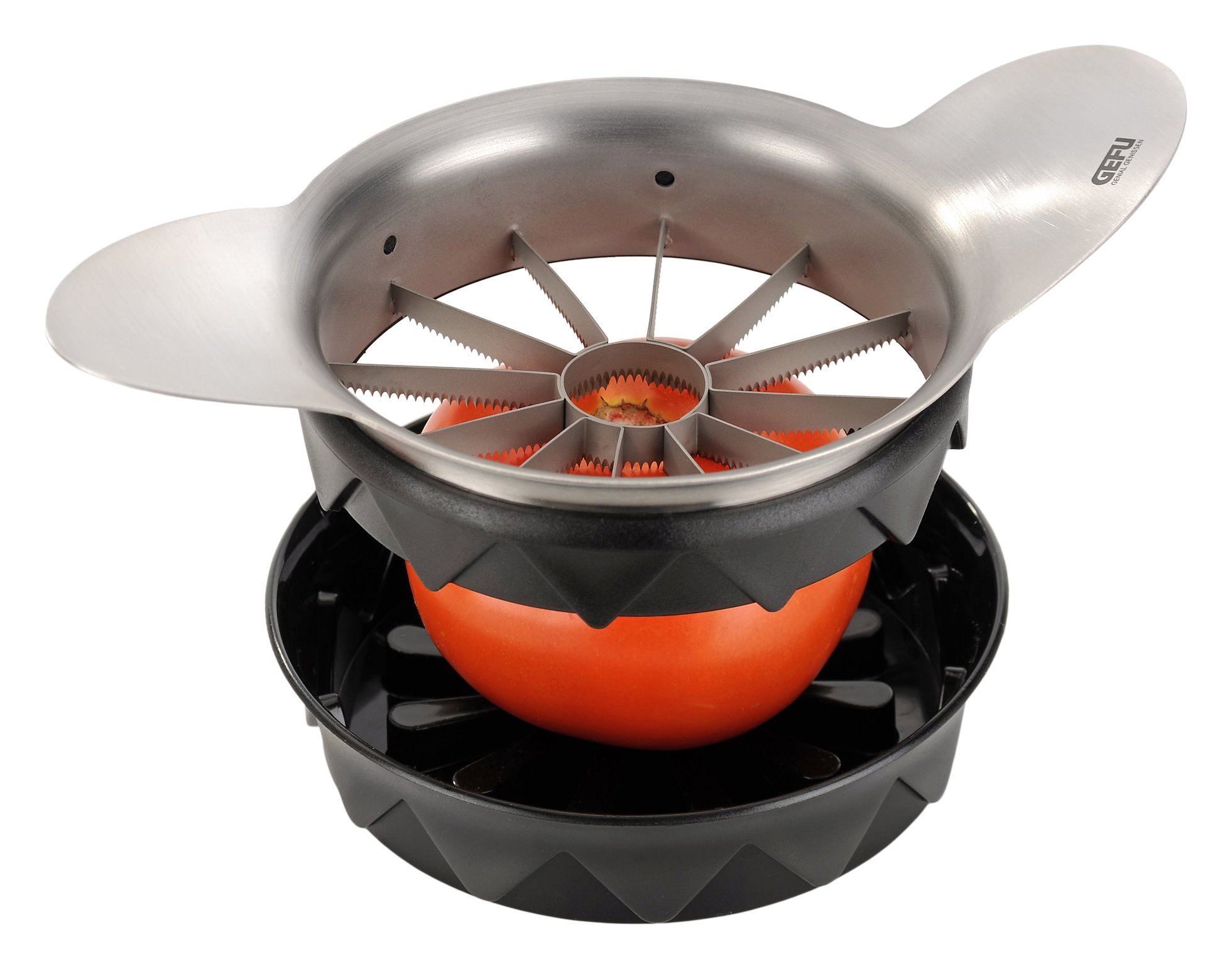gefu-premium-tomaten-apfelteiler-pomo-birnenschneider-aus-edelstahl-mit-schneidu image 1