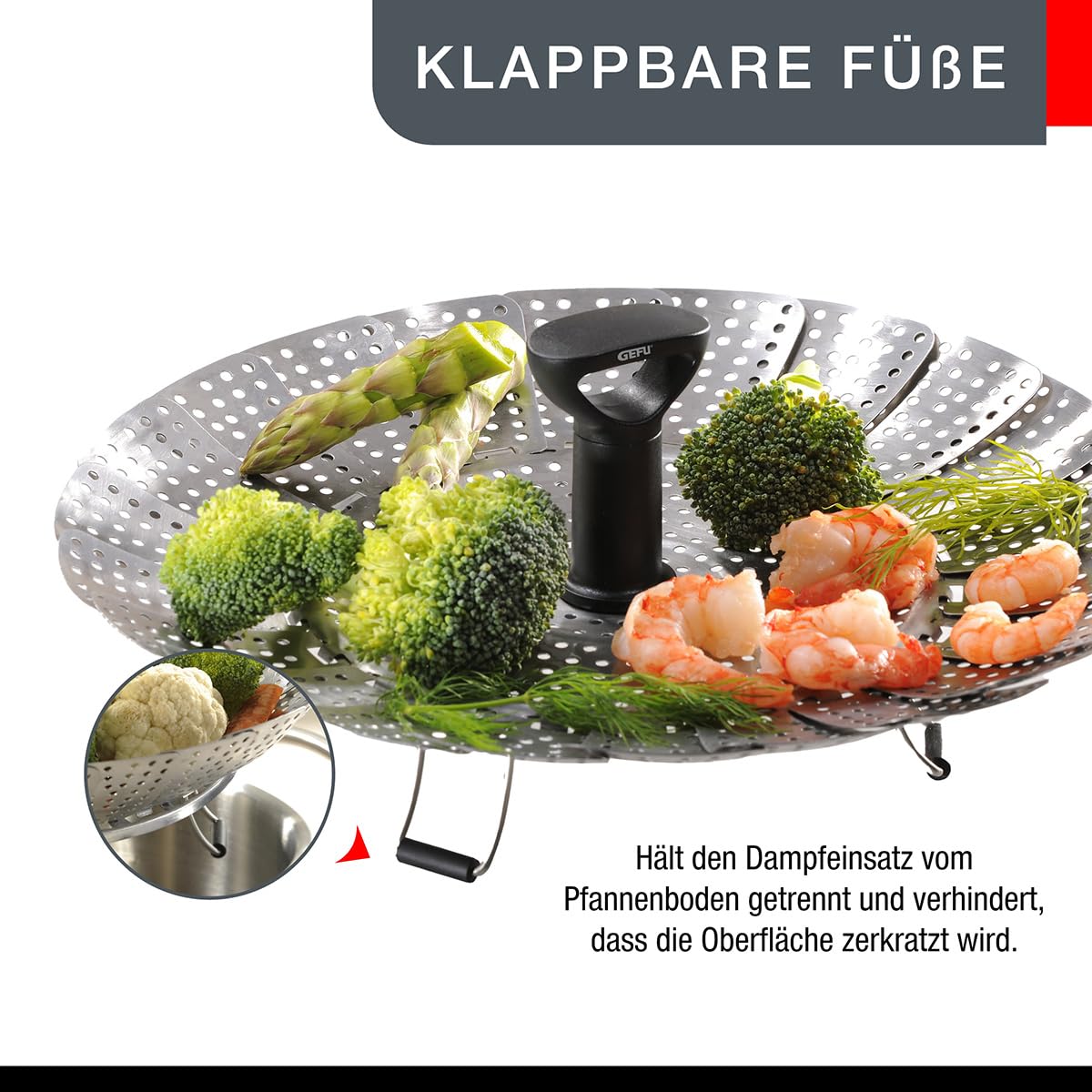 gefu-vitala-faltbarer-d-nsteinsatz-aus-edelstahl-18-27-cm-mit-teleskopgriff-sili image 4