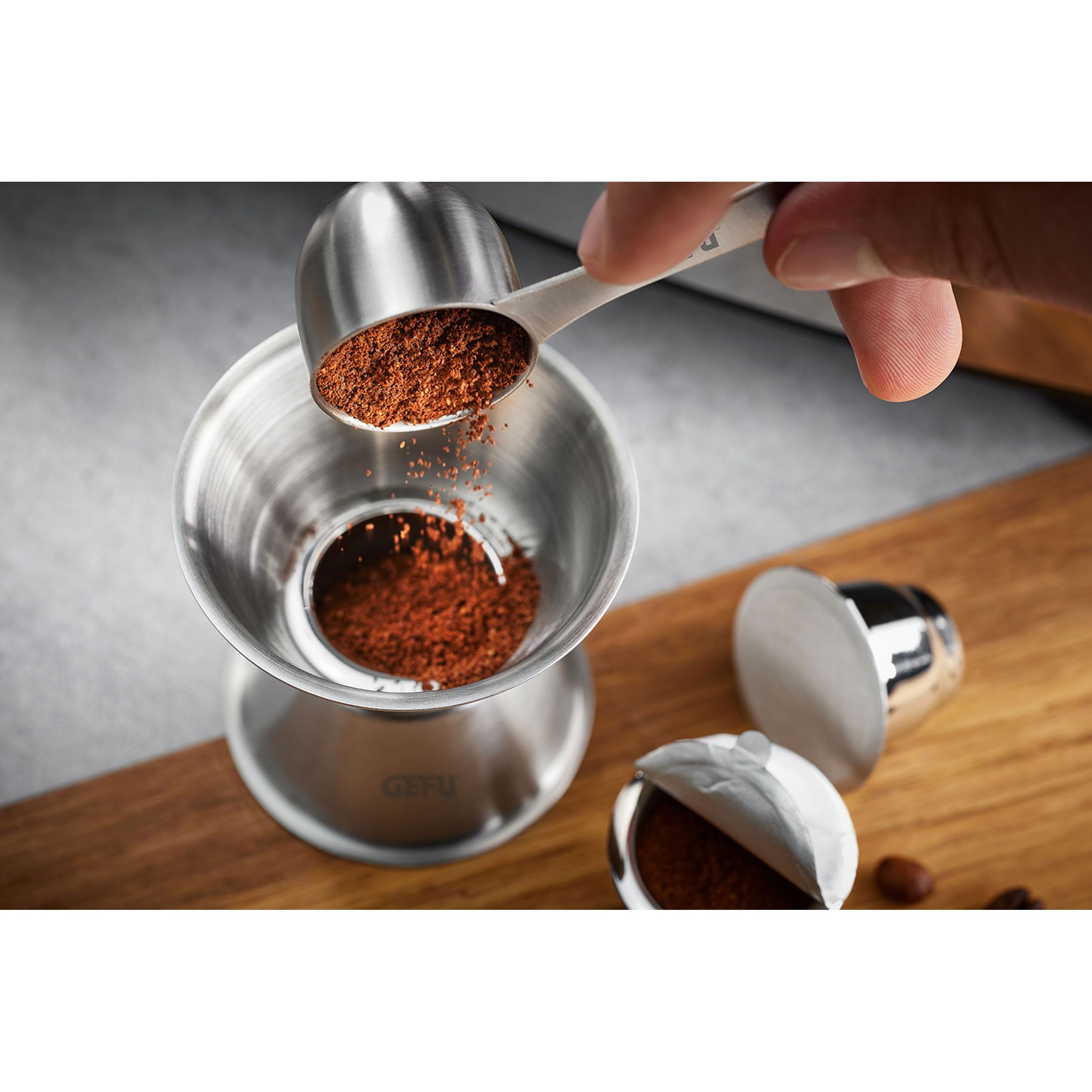 gefu-conscio-trichter-und-kaffeema-set-mit-tamper-edelstahl-umweltfreundlich image 2
