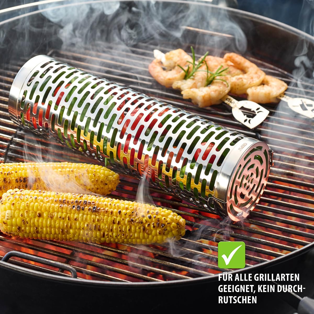 gefu-rollgrillkorb-deluxe-bbq-30-5-cm-edelstahl-grillkorb-mit-klappdeckel-f-r-ge image 3