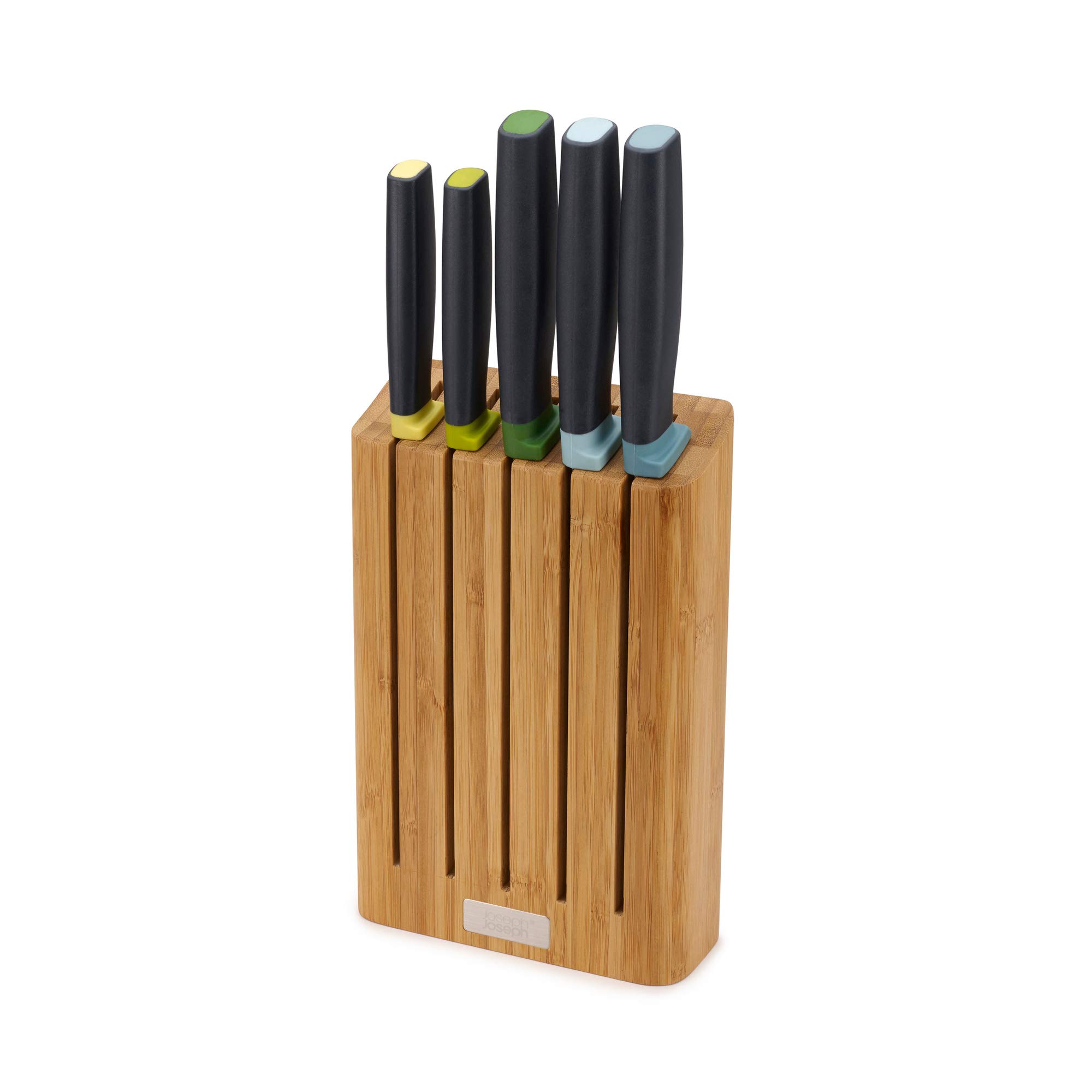 joseph-joseph-elevate-5-teiliges-messerset-mit-schlankem-messerblock-aus-bambus- image 1