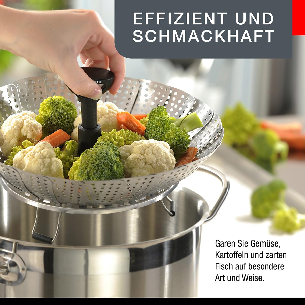 gefu-vitala-faltbarer-d-nsteinsatz-aus-edelstahl-18-27-cm-mit-teleskopgriff-sili image 3