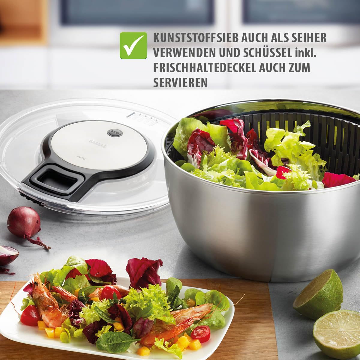gefu-salatschleuder-aus-edelstahl-mit-seilzugantrieb-5l-trockner-serviersch-ssel image 3