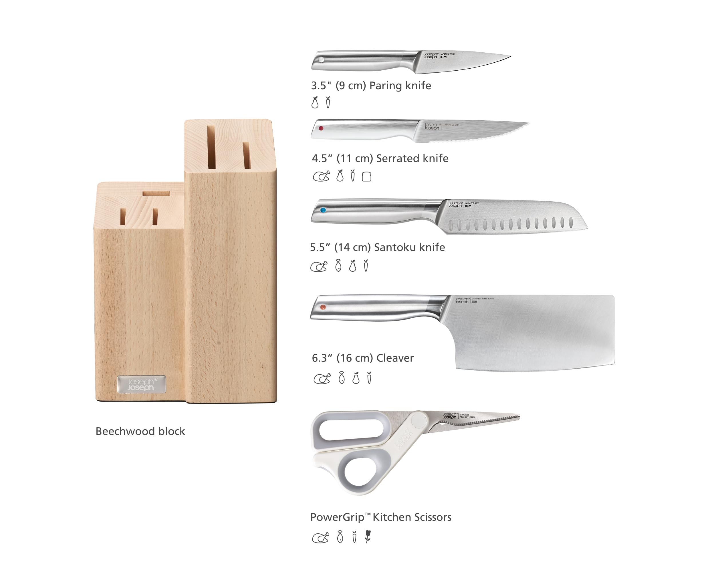 joseph-joseph-fusion-5-tlg-messerset-mit-k-chenmesser-hackmesser-und-schere-buch image 2