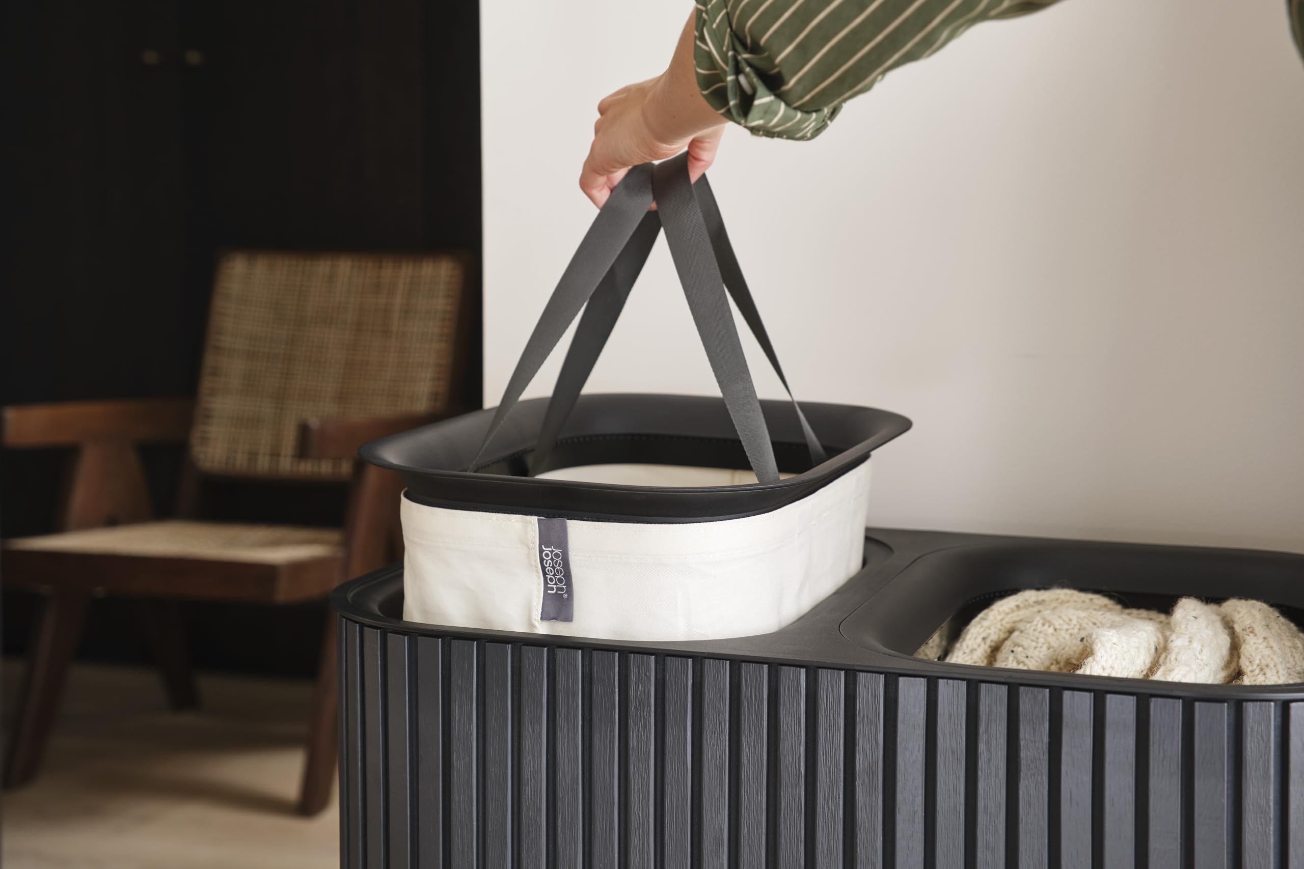 joseph-joseph-tota-luxe-90l-w-schekorb-schwarz-doppelter-w-schesammler-mit-2-her image 6