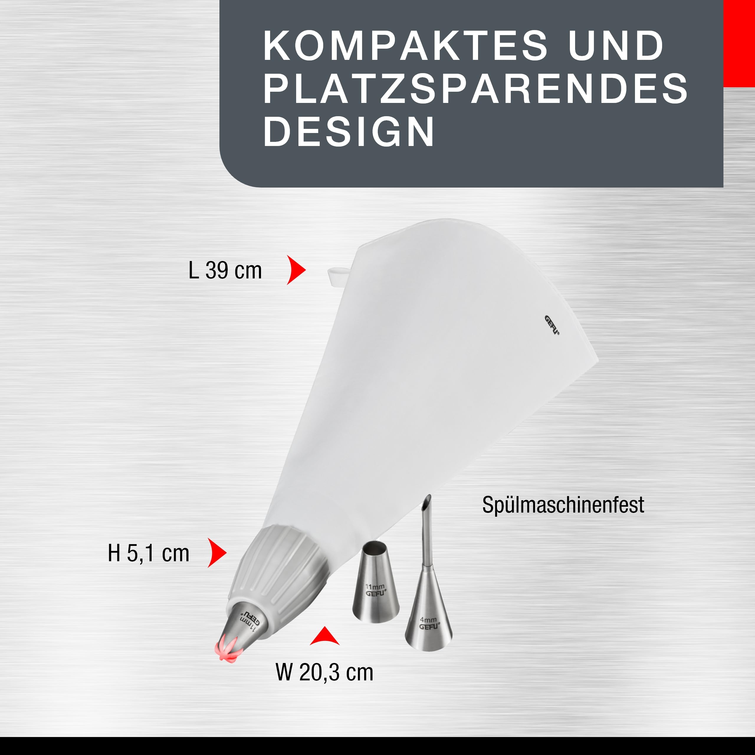 gefu-spritzbeutel-set-decore-5-tlg-mit-baumwollbeutel-adapter-und-3-edelstahlt-l image 6