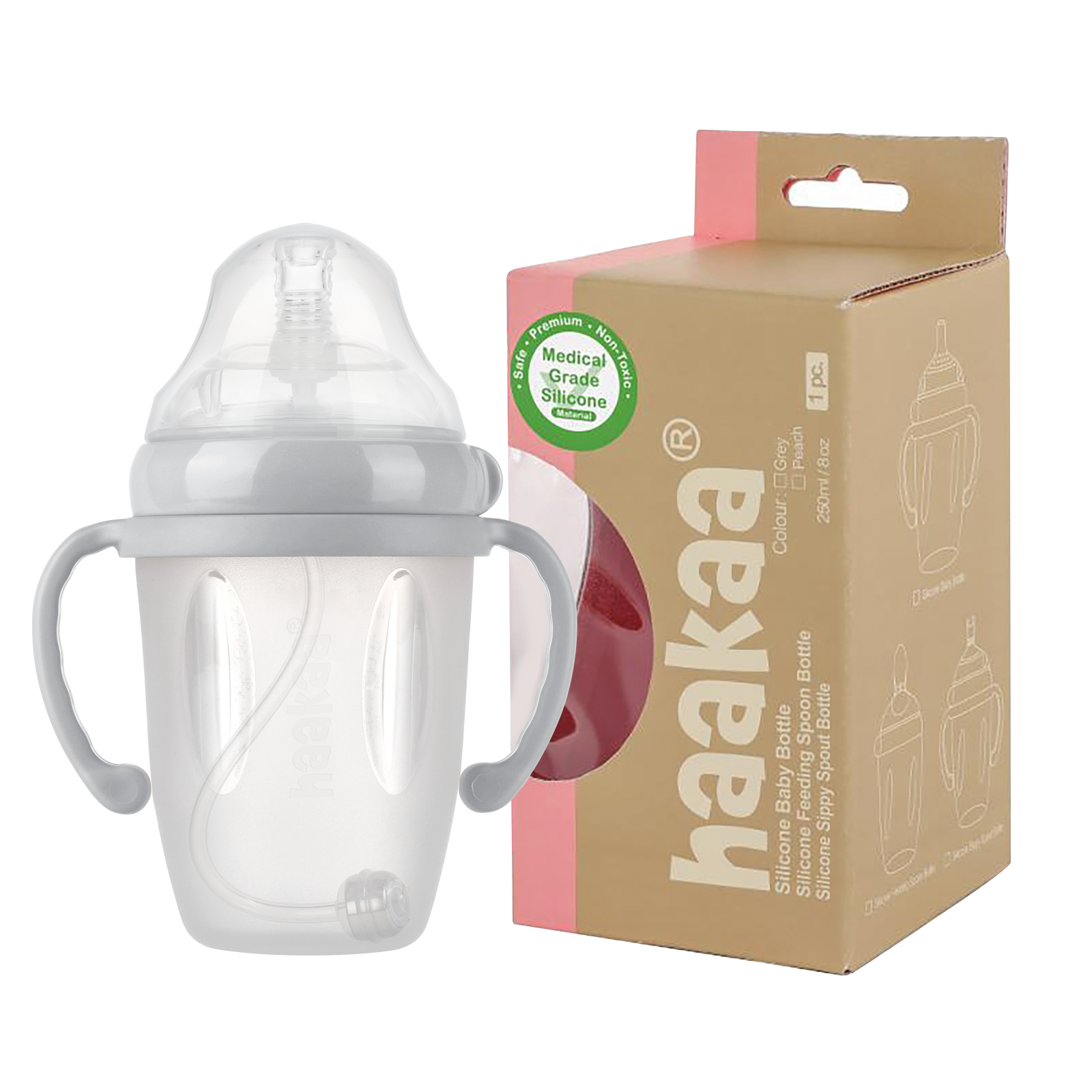 haakaa-generation-3-silicone-sippy-spout-bottle-250ml-auslaufsichere-trinklernfl image 1
