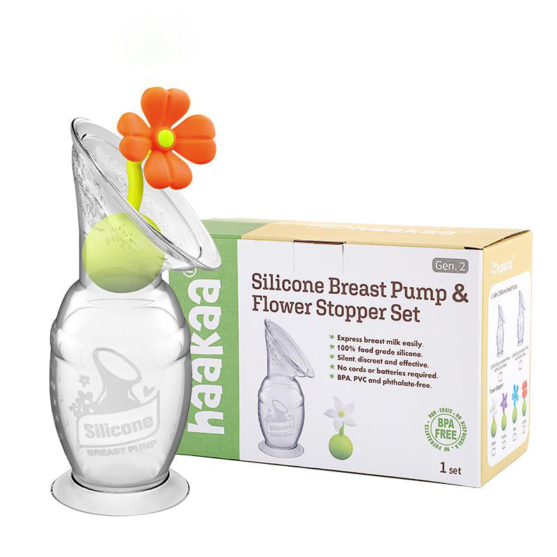 haakaa-generation-2-milchpumpe-mit-blumen-stopper-geschenkset-150-ml-100-silikon image 4