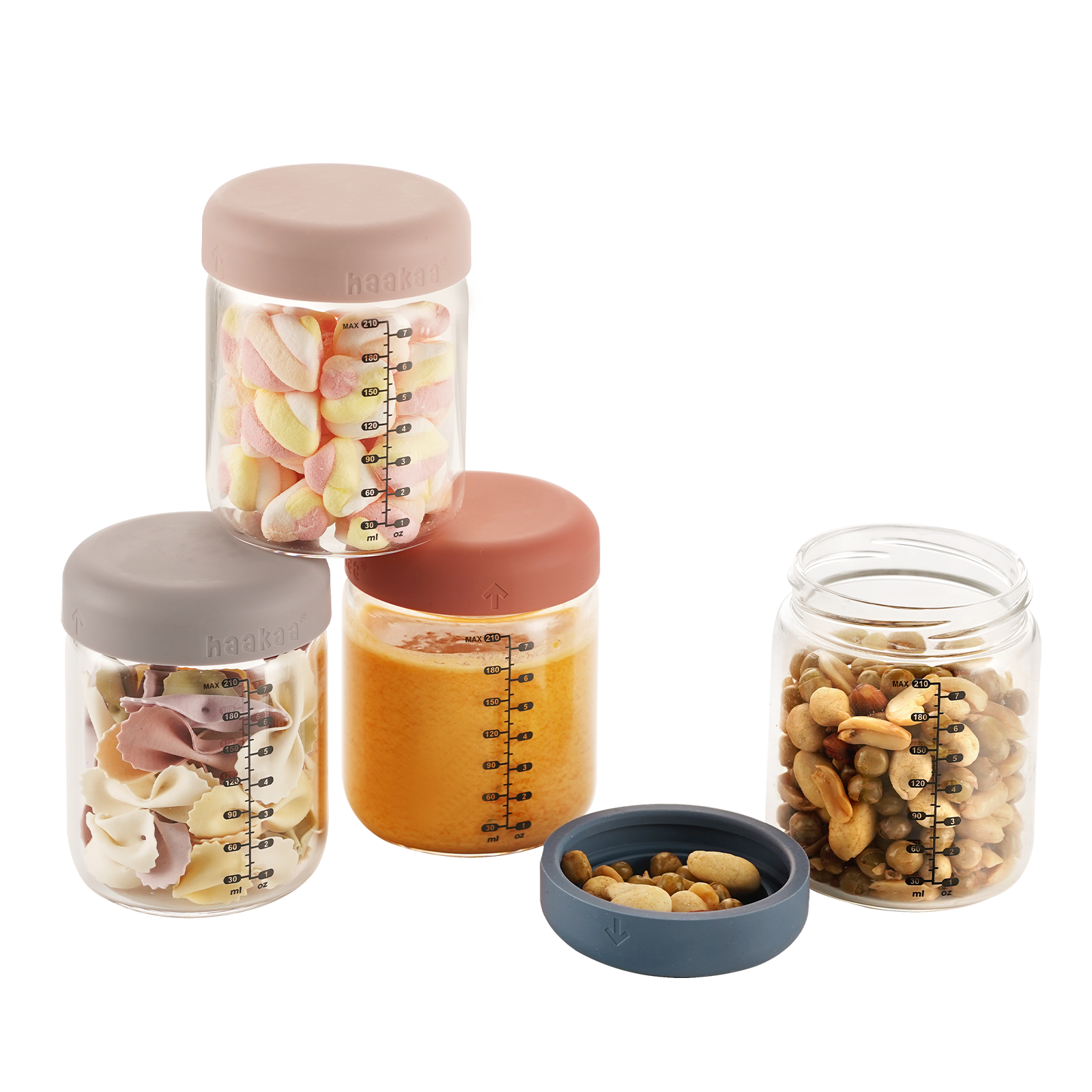 haakaa-glas-aufbewahrungsgl-ser-set-mit-silikon-deckeln-210-ml-4er-pack image 1