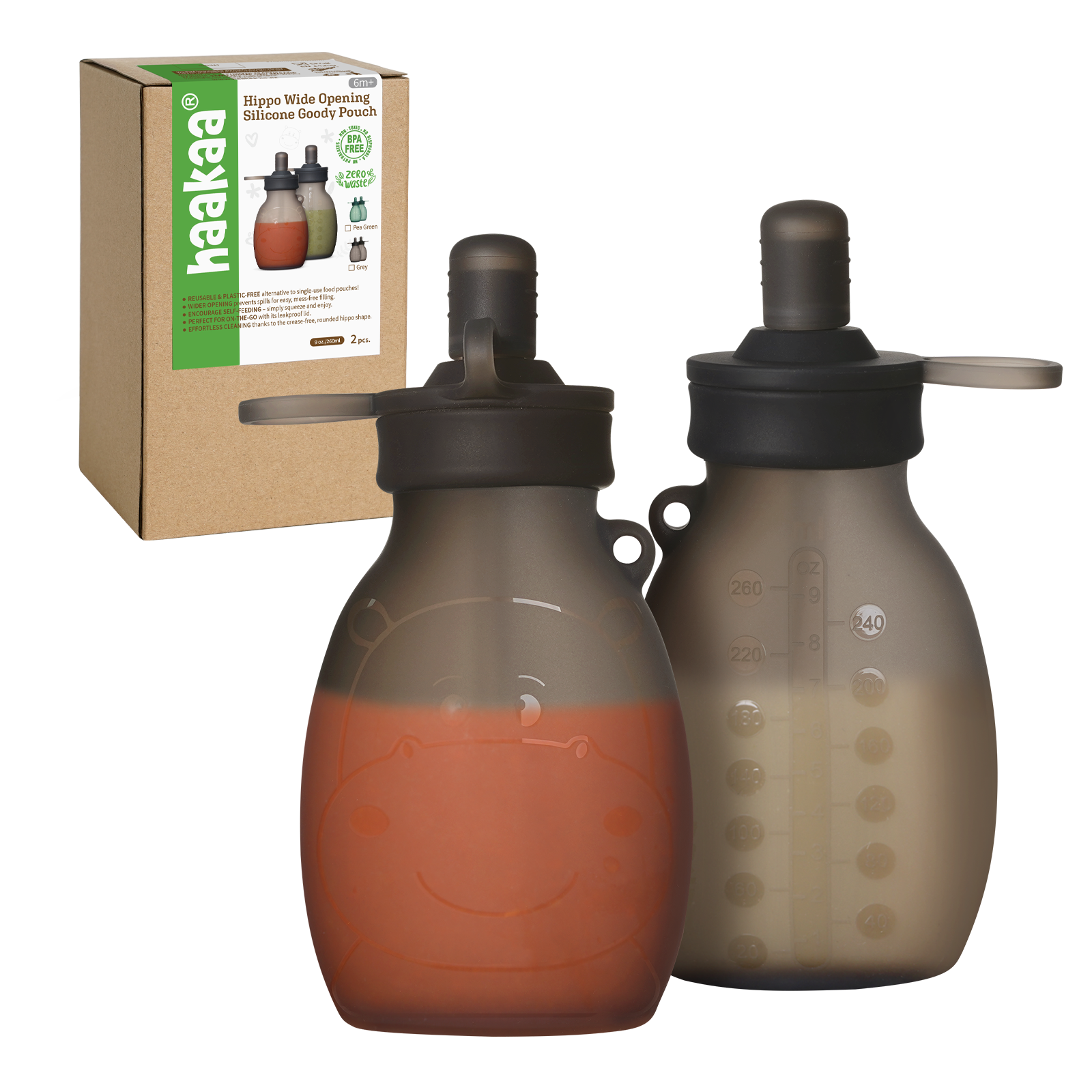 haakaa-hippo-weit-ffnungs-quetschbeutel-aus-silikon-260ml-mit-gratis-trageriemen image 1