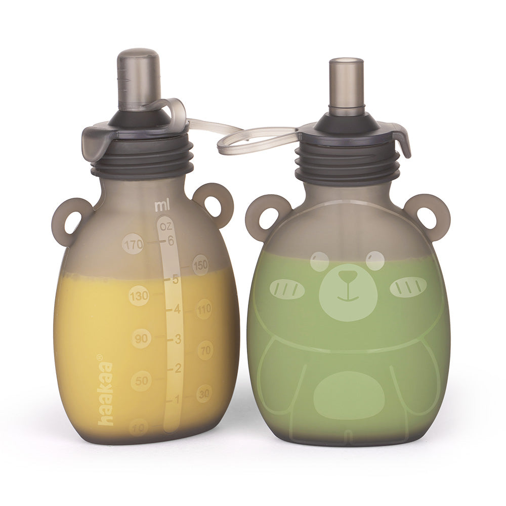 haakaa-happii-bear-silikon-snackbeutel-wiederverwendbarer-food-pouch-mit-messska image 8