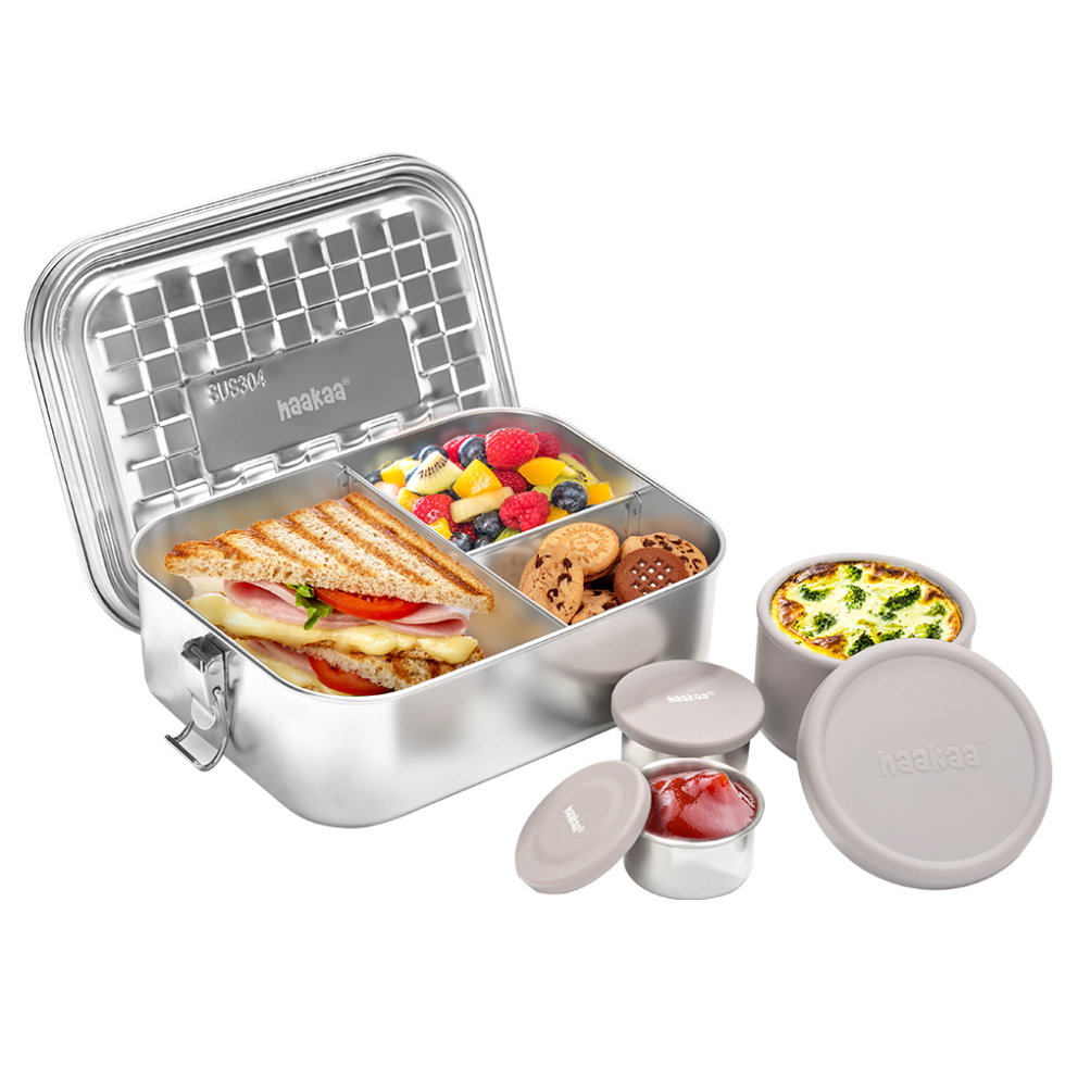 haakaa-edelstahl-lunchbox-mit-snackbeh-ltern-auslaufsichere-plastikfreie-brotdos image 1