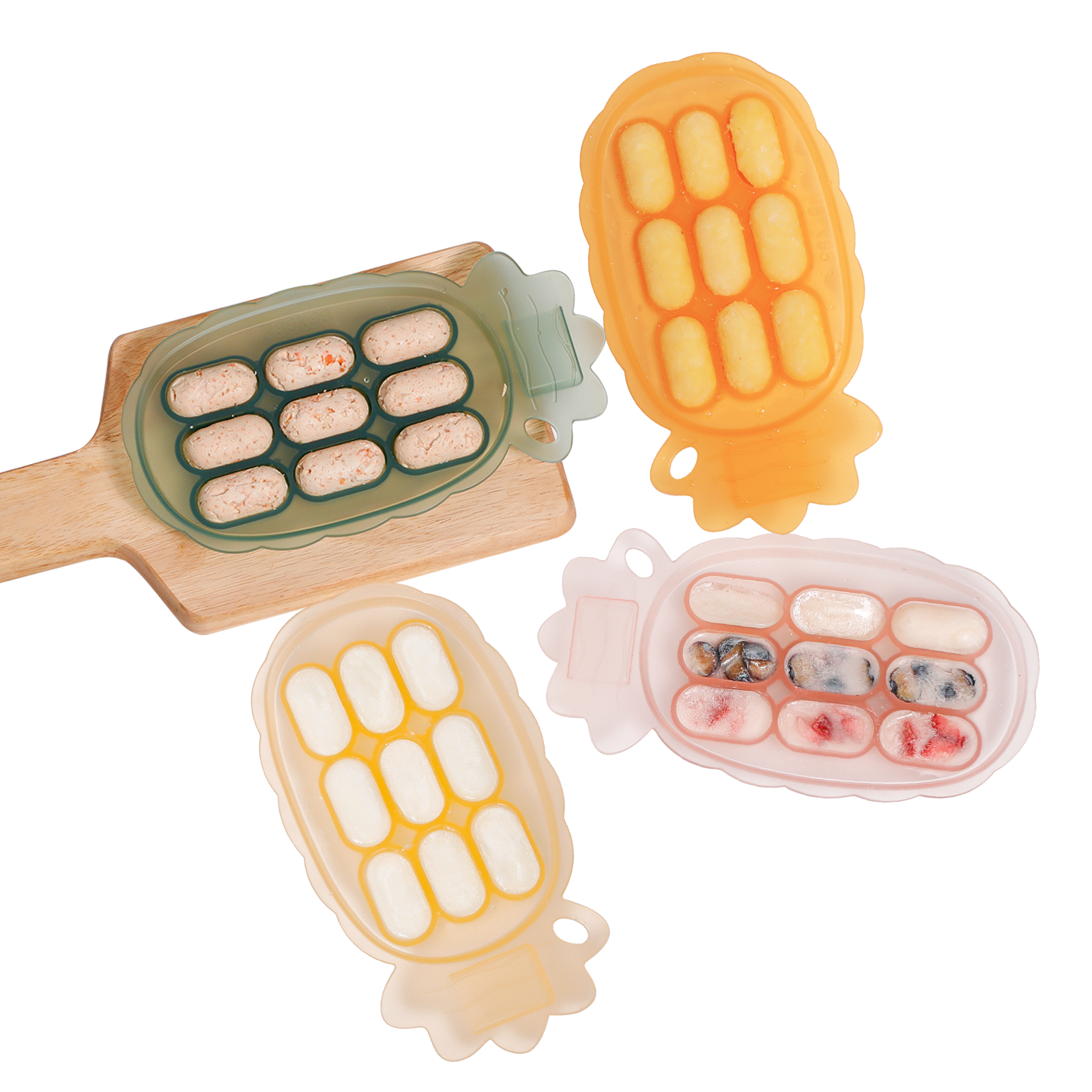 haakaa-ananas-silikon-einfrier-tablett-mit-beschriftungsschild-muttermilch-babyb image 1